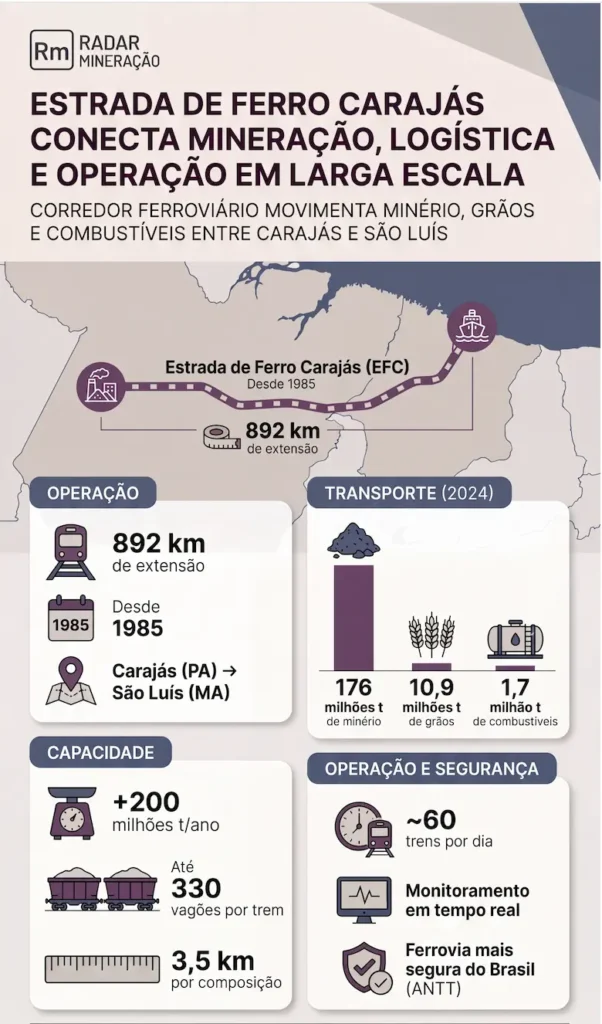 Infográfico da Rm Mineração sobre a Estrada de Ferro Carajás (EFC)