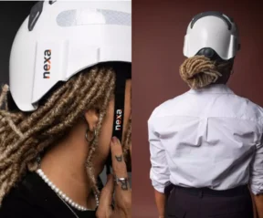 Lívia Suarez, CEO da Bicipreta, posa com o capacete (Fotos: Divulgação)